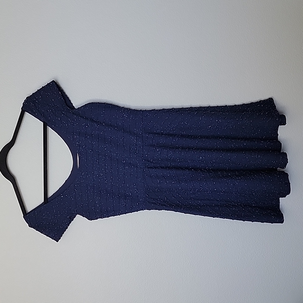 Lauren Conrad Speckled Girly Blue Small Confetti Textured Skater Dress - Picture 2 of 8